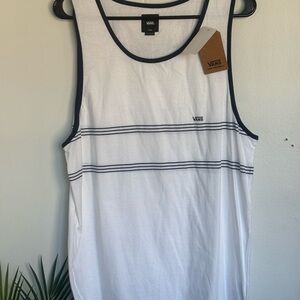 Vans White Tank Top with Navy Accents